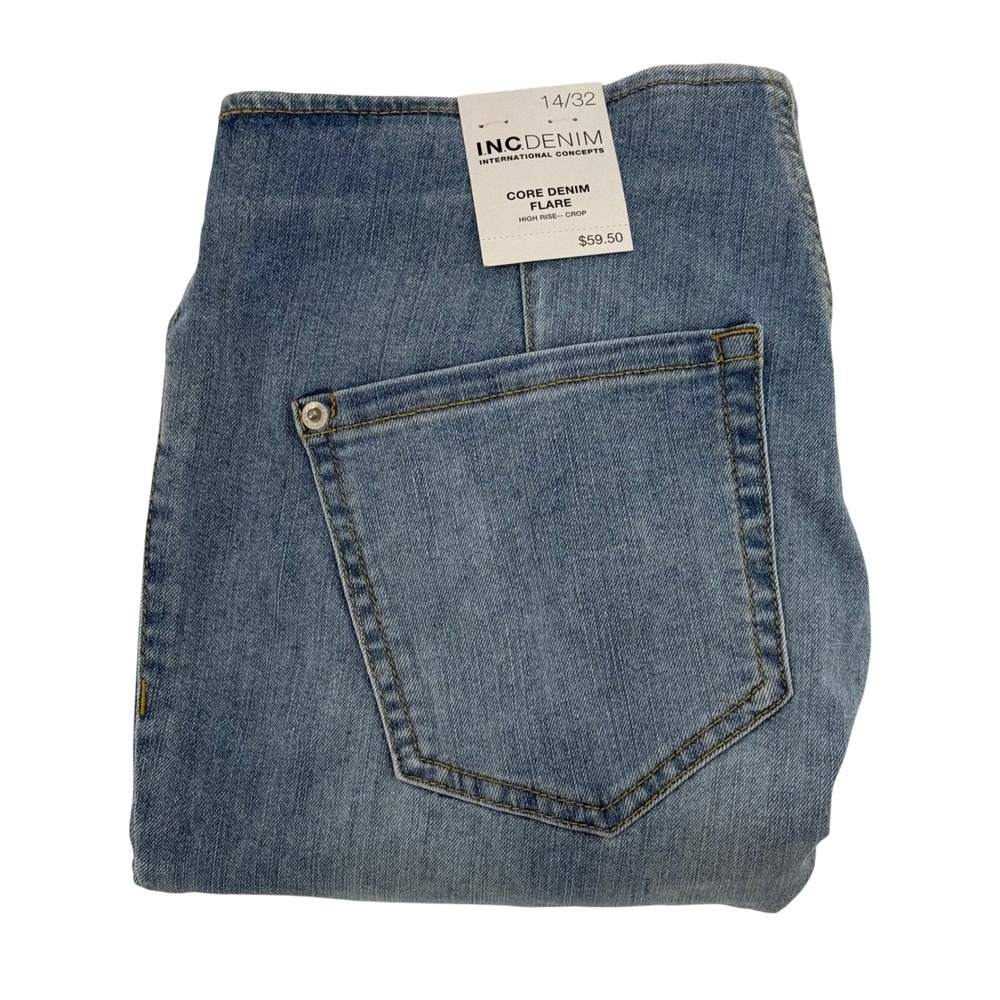 INC‎ Denim International Concepts Core Flare Crop High Rise Jeans Size 14/32